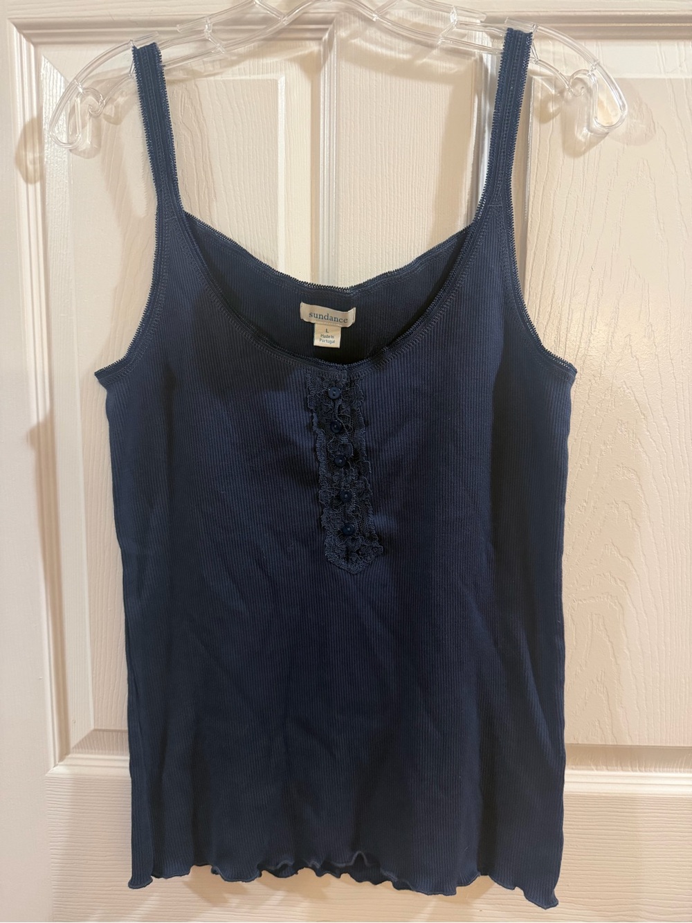 Sundance Navy Blue Lace-Trim Camisole Size L